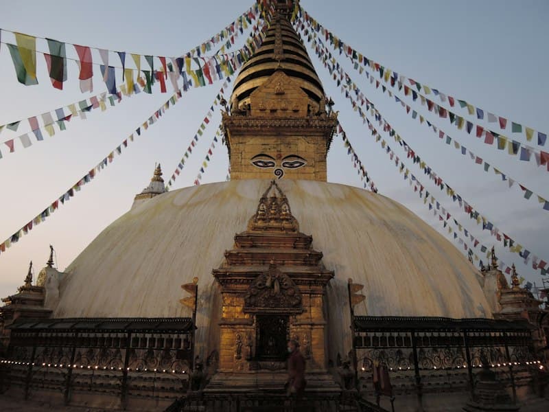 Swayambhunath stupa with prayer flags